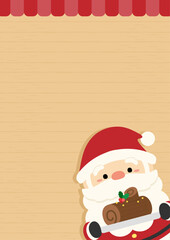 ブッシュドノエルを持つサンタクロース、縦長サイズ