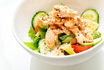 bowl with salmon and vegetables