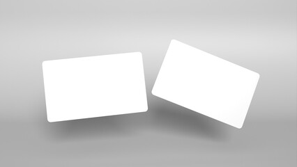 3D rendered Business card mock up with front and back. Empty mockup for Presentation on isolated Light Grey background
