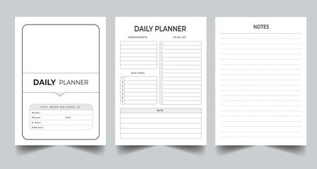 Daily Planner KDP interior  Printable Template Design Vector illustration.