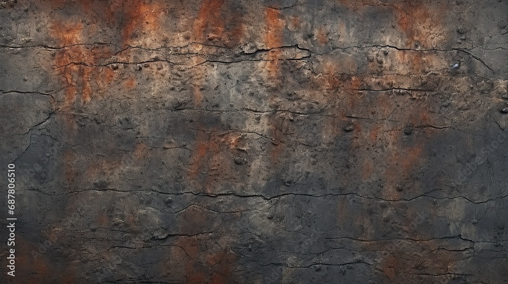 Sticker Old rusty metal wall texture background. Abstract grunge background for design