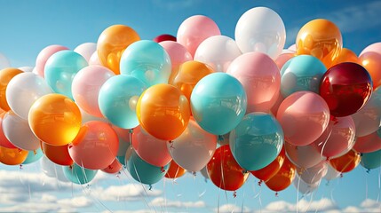 Beautiful multi-colored balloons for a holiday party for a birthday or Valentine's Day
