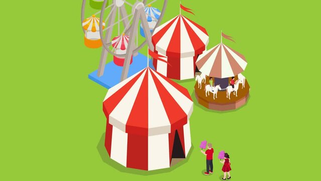 Kids in front of a circus tent