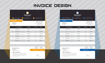 corporate modern professional business invoice template design.