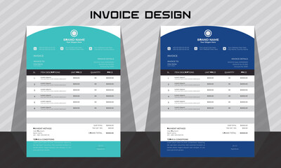 corporate modern professional business invoice template design.