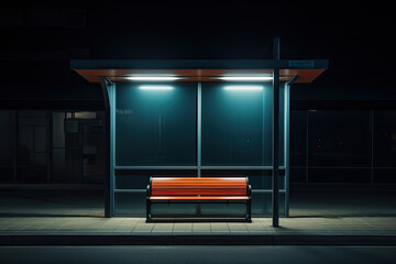 An isolated bus station at night - obrazy, fototapety, plakaty