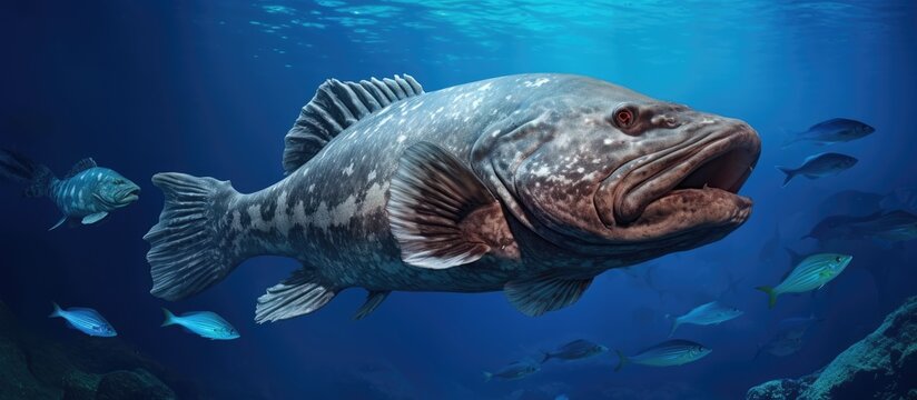 Epinephelus itajara, a large fish known as the Atlantic goliath grouper, jewfish, or itajara.