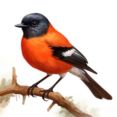 Painted Redstart on white background