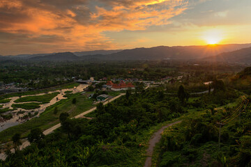 Aerial view at sunset, Thailand