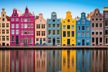 Fototapeta na wymiar Colorful buildings in Amsterdam