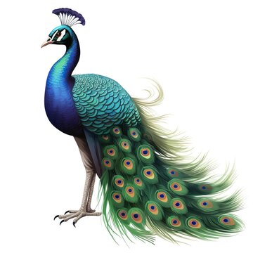 Peacocks multicolored tail feathers