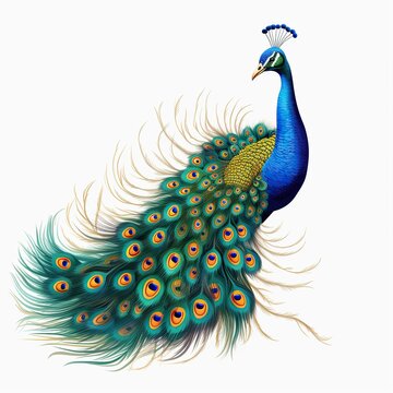 Peacocks multicolored tail feathers