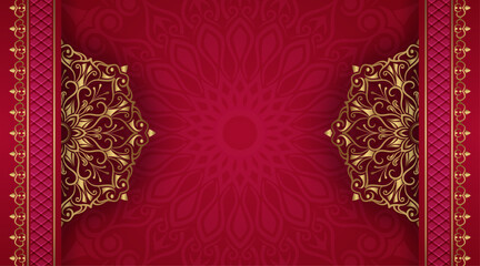Red luxury background with mandala ornament