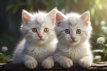 Obraz premium two kittens on a white background