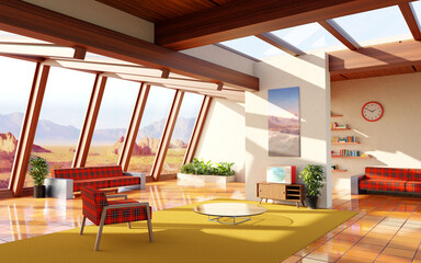 Fototapeta premium desert old retro 60s interior