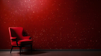 red living chair on red glitter background