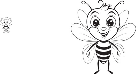 hand drawn bee outline kawai style coloring page illustration 