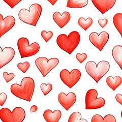 seamless pattern with hearts. Print for fabric, wrapping paper design. Valentine's Day. Background. Postcard. Love. Watercolor