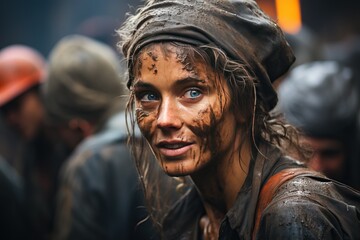 Obraz premium Portrait of a geologist girl after work.