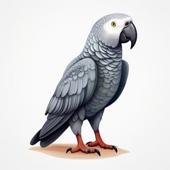 Fototapeta premium African Grey Parrot on white background