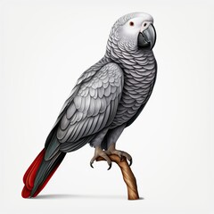 Fototapeta premium African Grey Parrot on white background