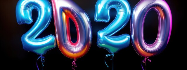 2020 Decade Start Shiny Balloons Celebration Background Generative AI