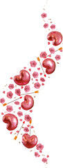 falling pink rose flower and balloon