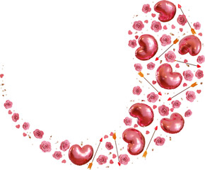 valentine ornament with balloon and rose flower