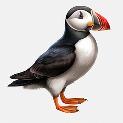 Atlantic Puffin bird isolated on white background