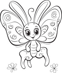  doodle style butterfly hand drawn coloring page illustration