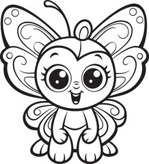  doodle style butterfly hand drawn coloring page illustration