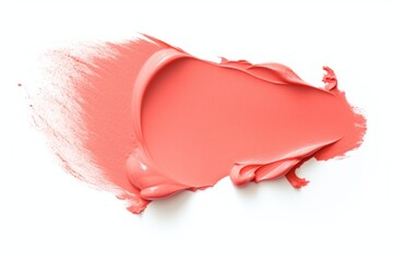 Coral color lipstick swatch isolated on white background, nail polish, Cosmetic, brush stroke swipe - obrazy, fototapety, plakaty