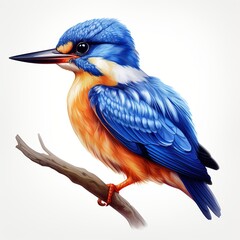Fototapeta premium Azure Kingfisher full body on white background