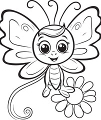 Fototapeta premium doodle style butterfly hand drawn coloring page illustration