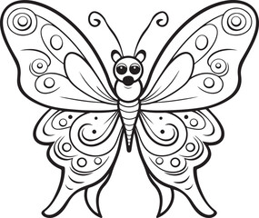  doodle style butterfly hand drawn coloring page illustration
