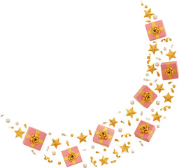 Obraz premium pink gift box with golden star and confetti