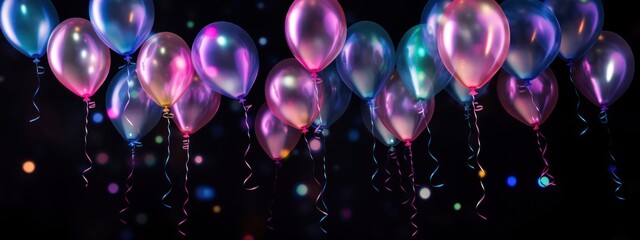 Bunch Of Metallic Balloons Holiday Backdrop Generative AI