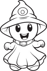 hand drawn cute ghost coloring page illustration