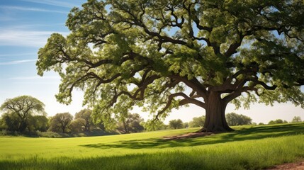Fototapeta premium Mighty oak tree ,Lonely green oak tree in the field,Old big tree in the park