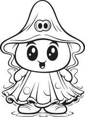 hand drawn cute ghost coloring page illustration