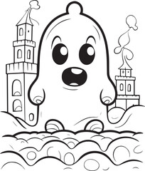 hand drawn cute ghost coloring page illustration
