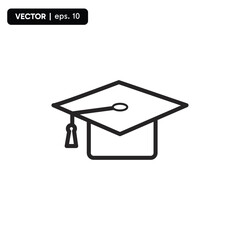 Graduation Hat icon. Education logo. Graduate symbol. Vector Eps 10.