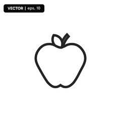 Apple icon isolated in line art style background on white background, Vector illustration, Eps 10