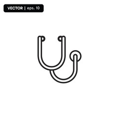 Stethoscope cardio device line style icon vector illustration design. Editable stroke EPS10