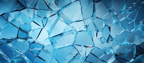 Cracked blue surface on icy background.