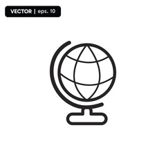 globe map icon, a knowledge or business learning tool, with a white background. Vector EPS 10.