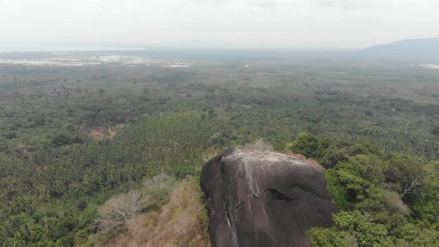 Big granite boulder at Batu Beginde Belitung Indonesia, aerial