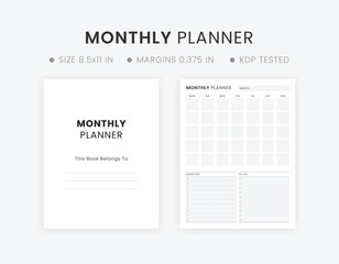 Editable Blank Monthly Calendar Planner Printable Template