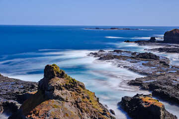 Obraz premium Cape Woolamai is a town and headland at the south eastern tip of Phillip Island in Victoria, Australia. It is home to Cape Woolamai State Faunal Reserve and the Phillip Island Airport