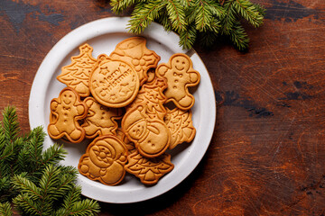 Diverse Christmas gingerbread cookies, festive sweetness